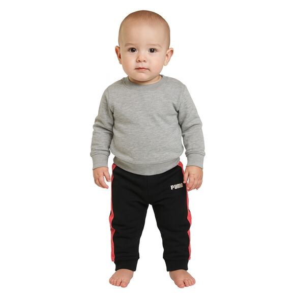 Puma Baby Boy Sweatpants Size 12 Months Black Red Athletic Track Pants EUC - Picture 1 of 5